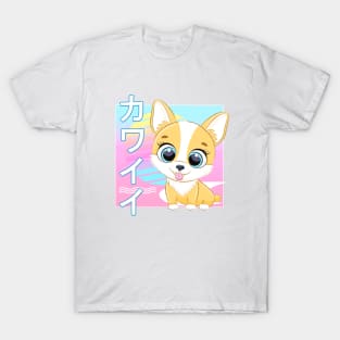 Corgi Dog Kawaii 90s Japanese Retro T-Shirt